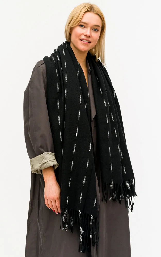 BASC6025 Line Deco Oblong Scarf w/Fringes