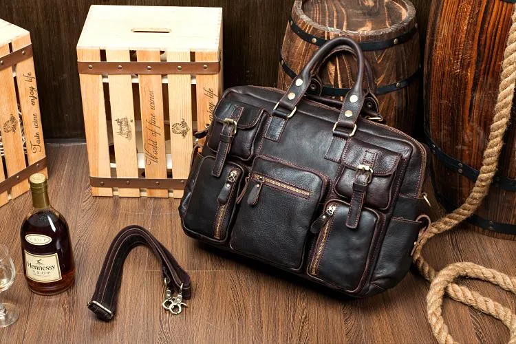 Black Cool Leather Mens Weekender Bag Shoulder Travel Briefcase Duffle Bag Light Brown luggage Bag for Men