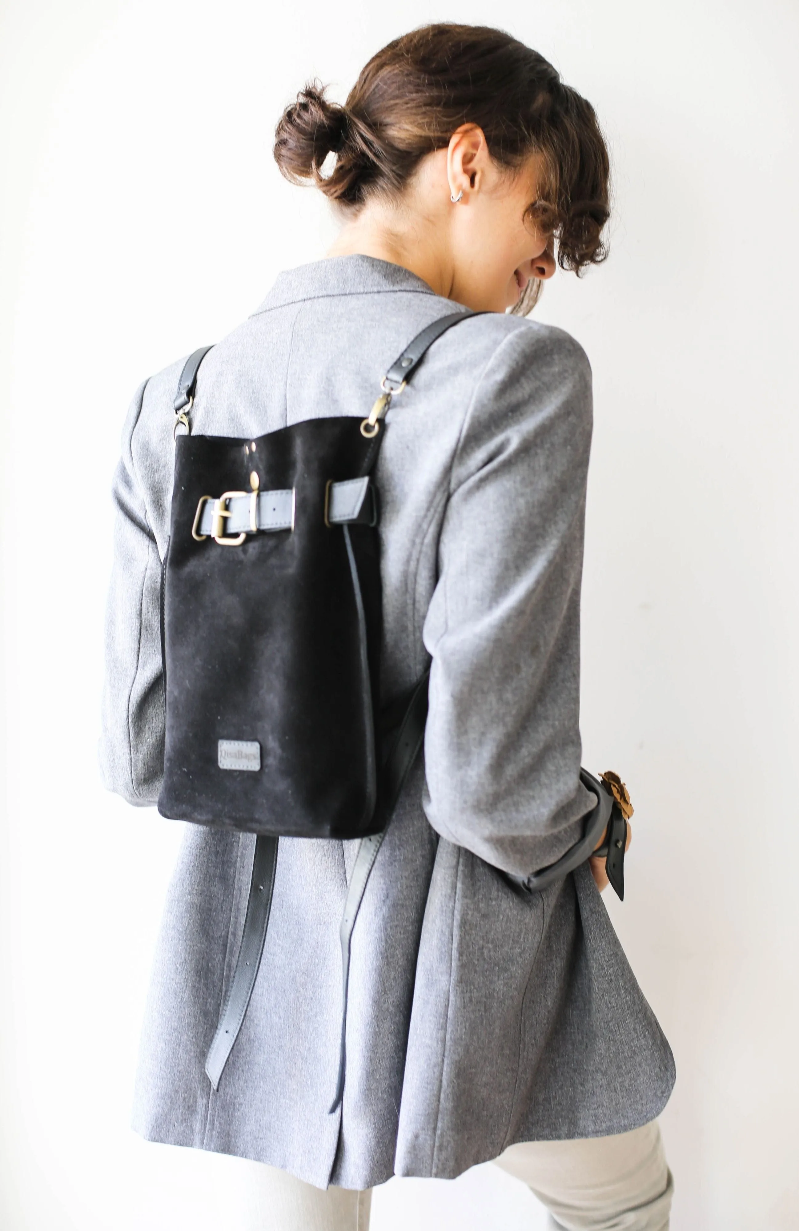 Black Suede Backpack