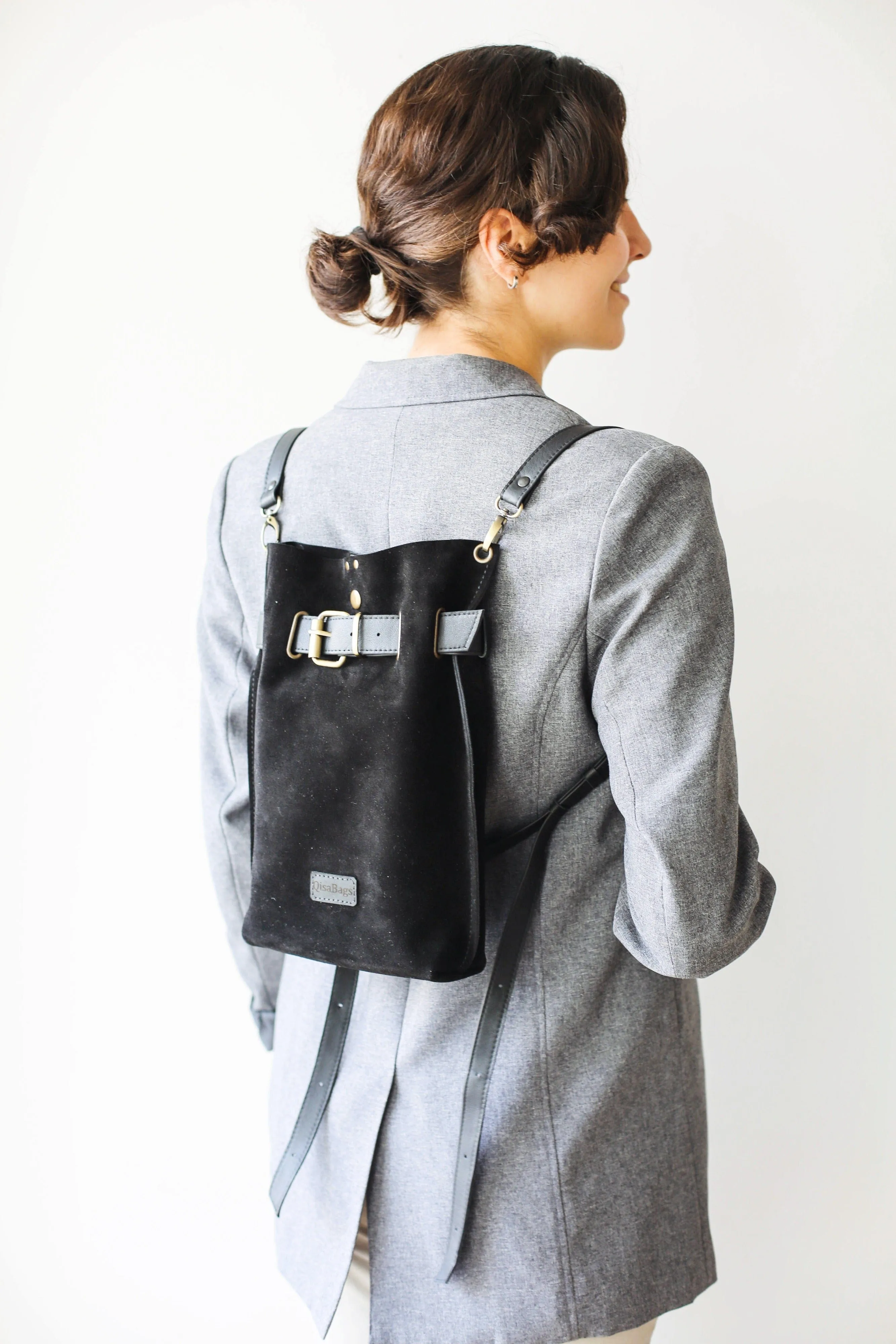 Black Suede Backpack