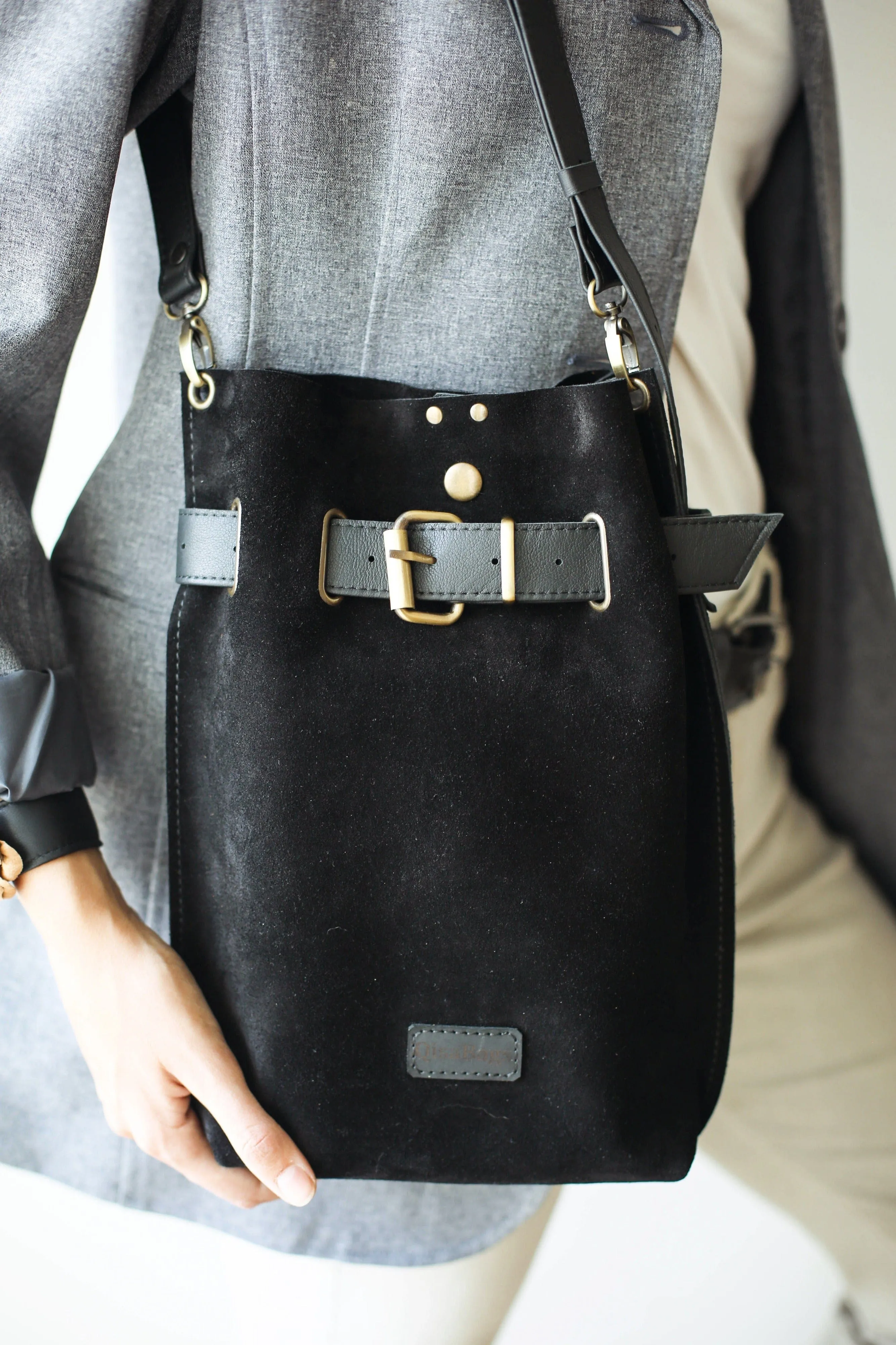 Black Suede Backpack