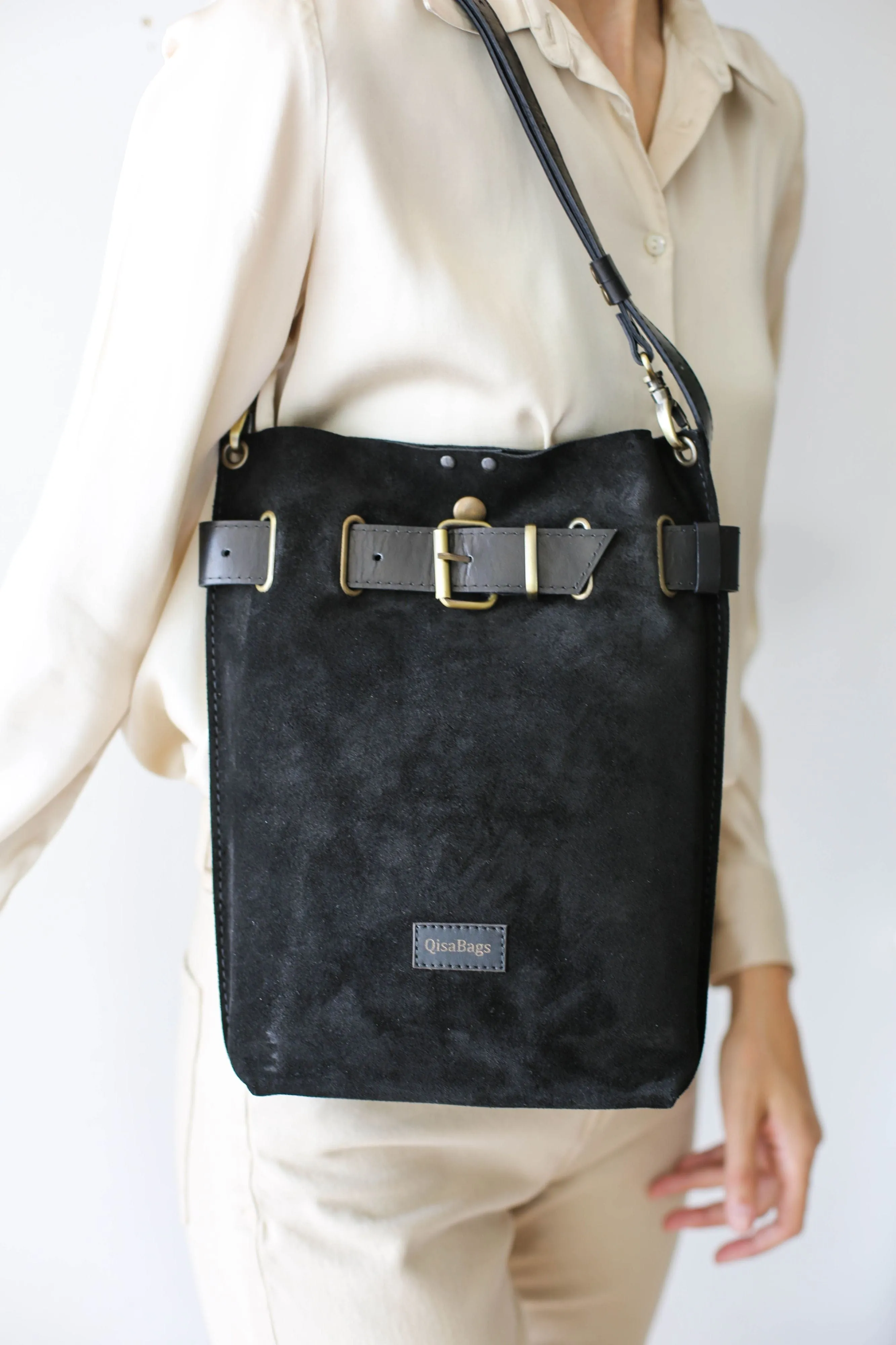 Black Suede Backpack