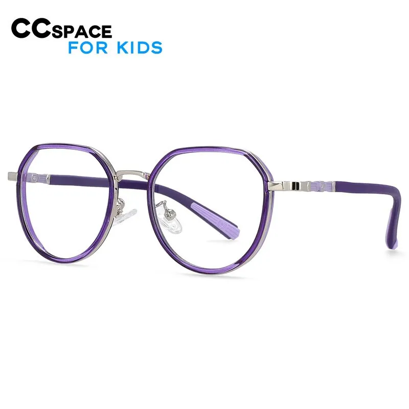 CCspace Children's Boy's Full Rim Round Square Tr 90 Titanium Frame Eyeglasses 54346