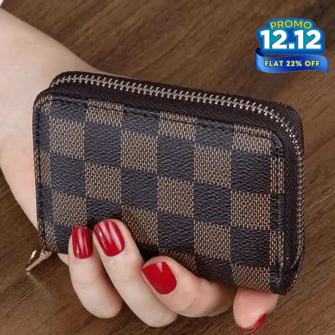 Checkered Pattern Multi-Pocket Wallet