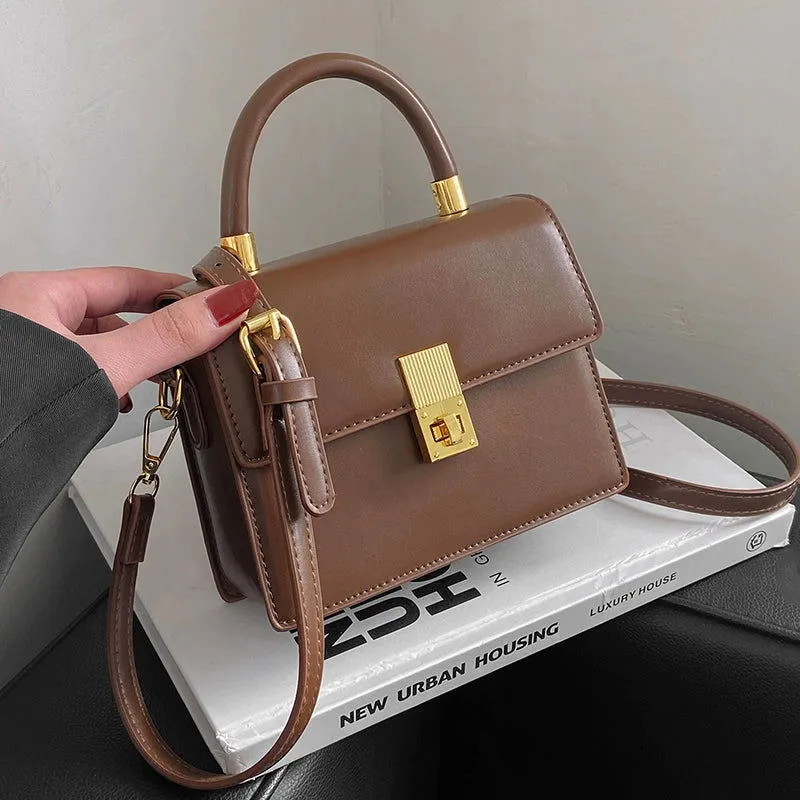 Chic Vintage Soft Leather Square Crossbody Satchel Handbags