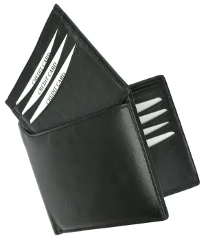 Genuine Leather Compact Multi Card Wallet with Removable Card ID Window 600 534 BK