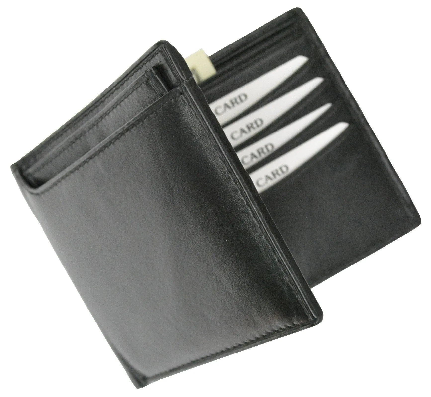 Genuine Leather Compact Multi Card Wallet with Removable Card ID Window 600 534 BK