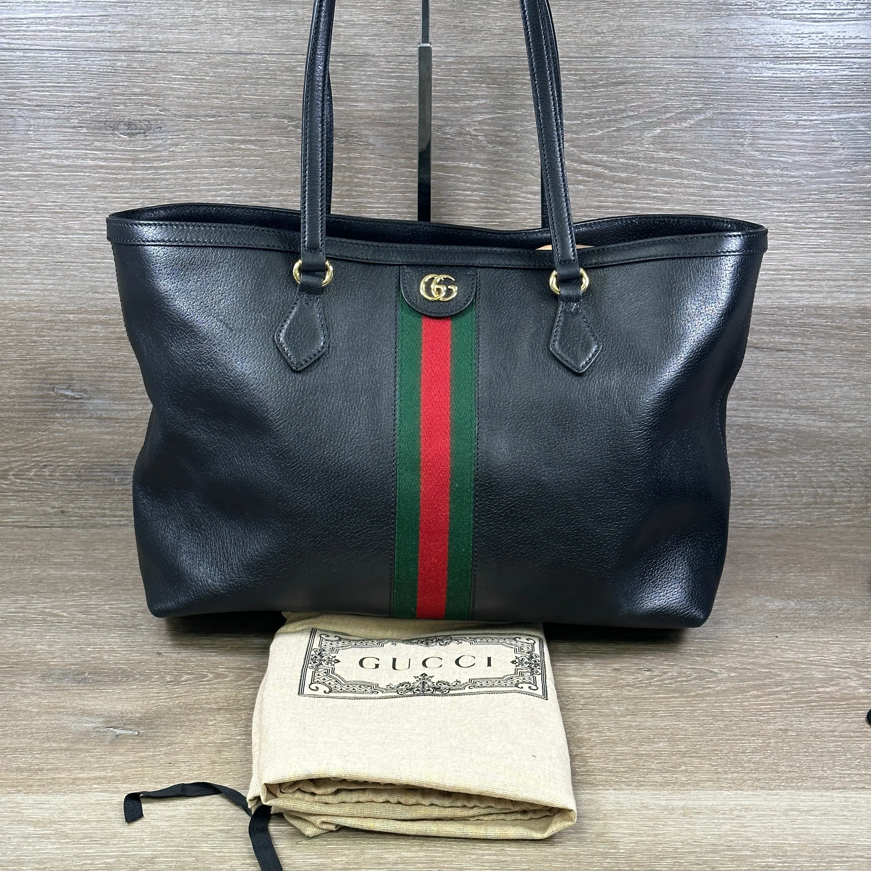 Gucci Ophidia Black Leather Tote - Medium