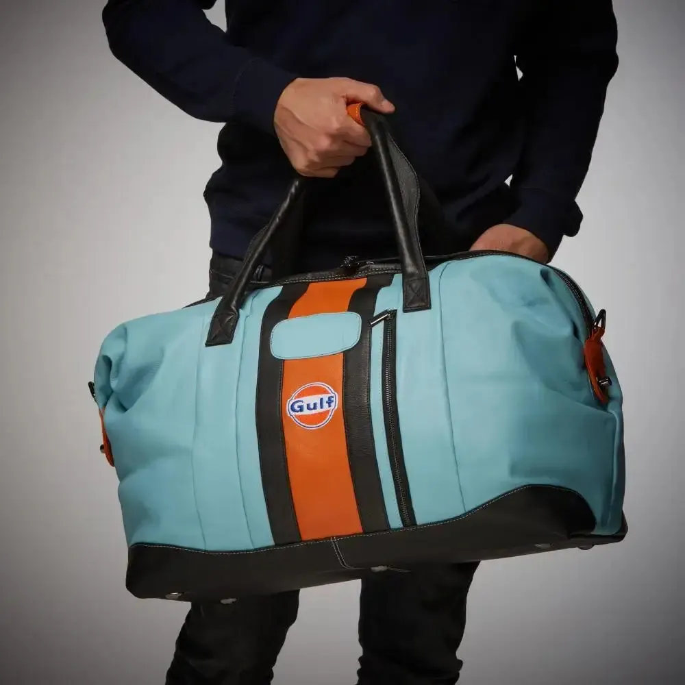 Gulf Leather Large Duffel Bag in Gulf Blue