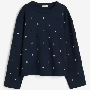 H&M Decorative Eyelets sweatshirt, dark blue