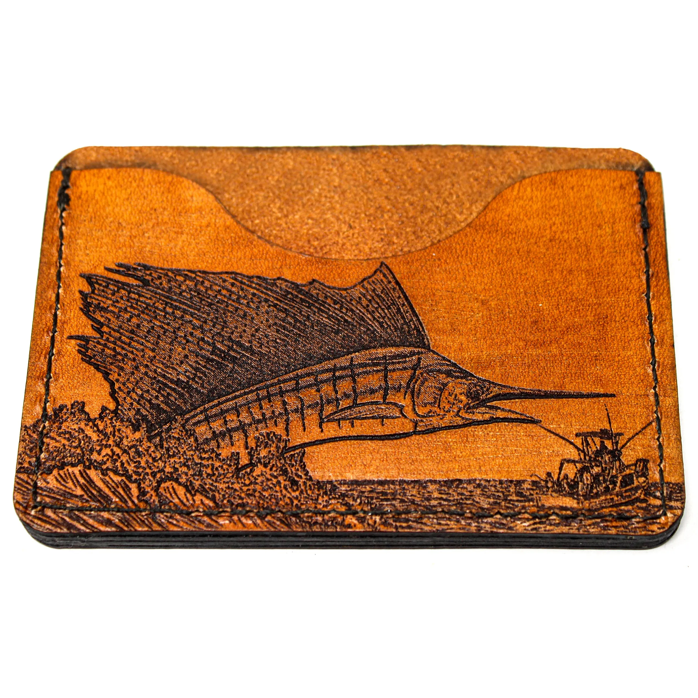 Leather Card Holder Mens Wallet -  Sailfish Story