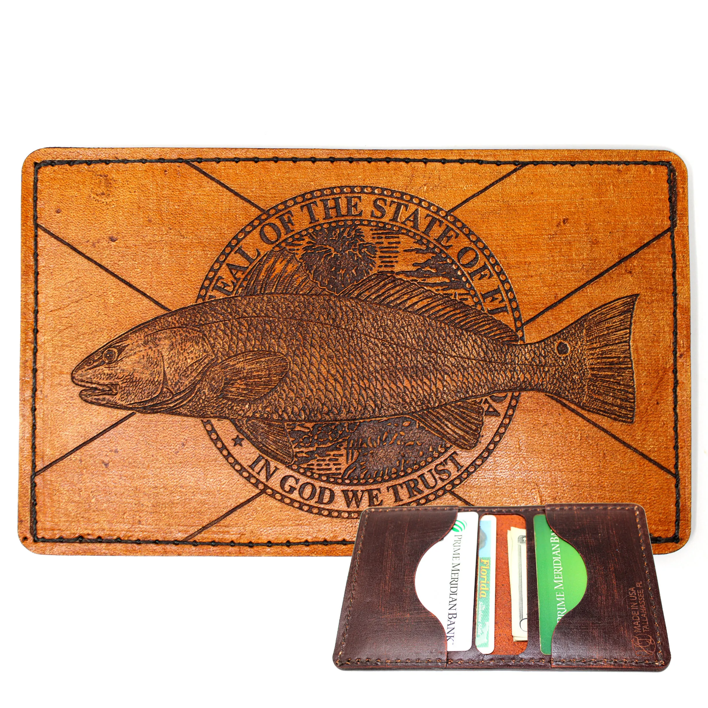 Leather Original Mens Wallet -  FL Flag Redfish