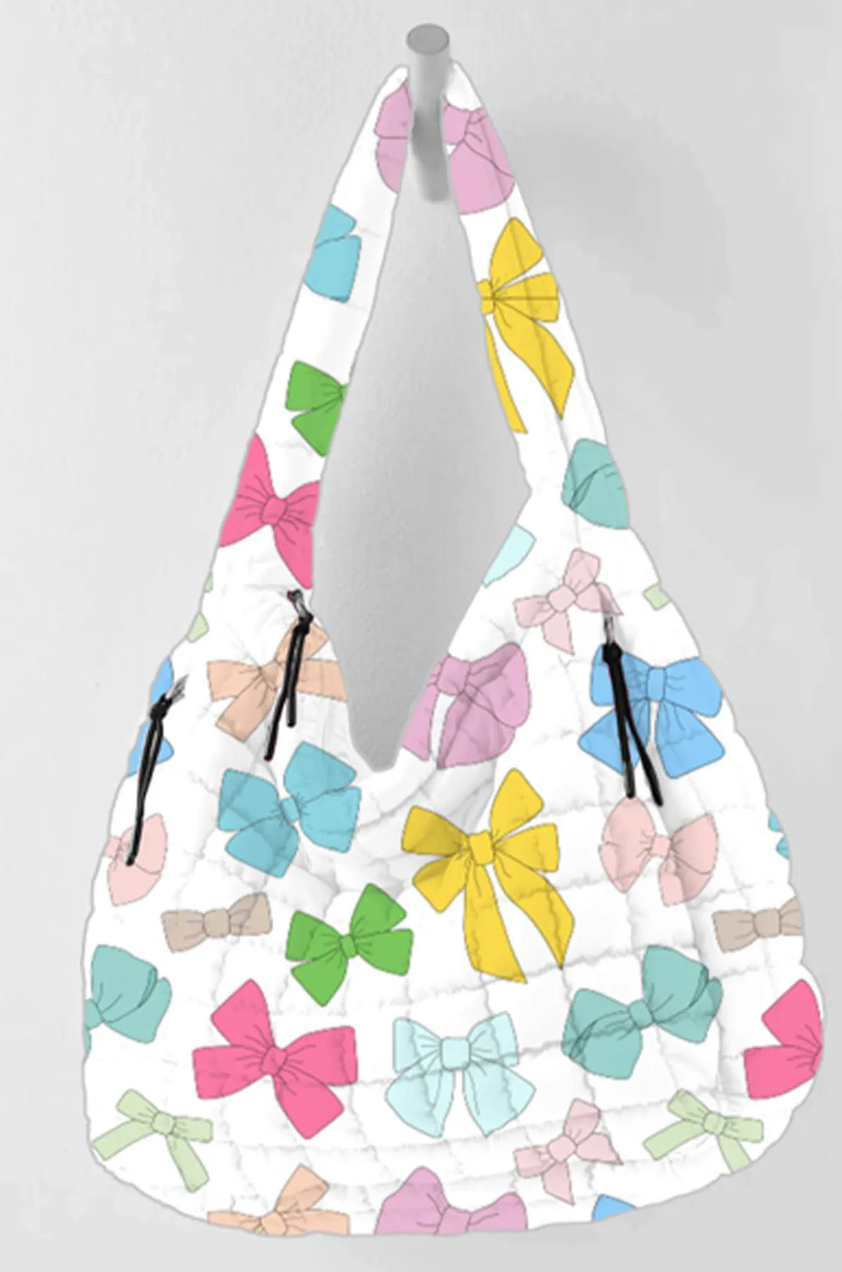 Multicolored Coquette Bows Wholesale Quilted Tote Bag