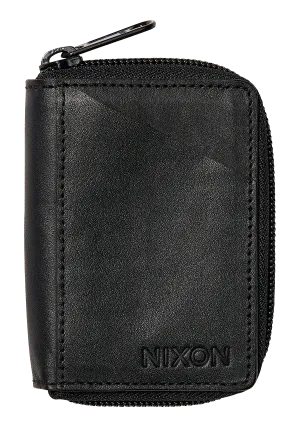 Orbit Zip Card Leather Wallet - Black