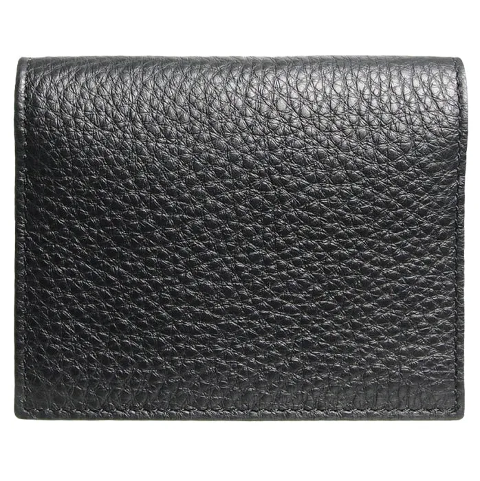 Pebbled Calf Leather Card Wallet Black