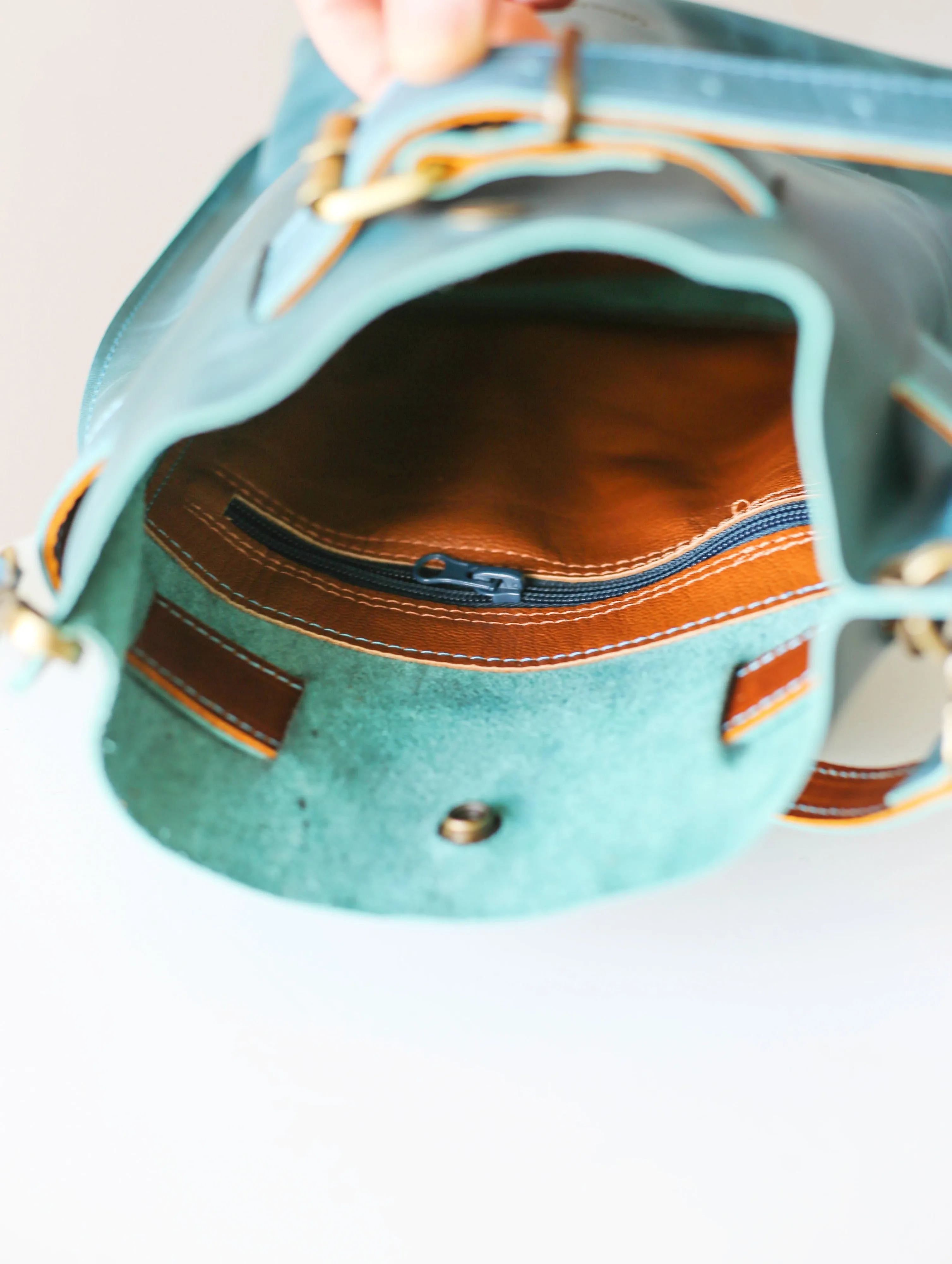 Sky Blue Leather Bag - Italian Leather