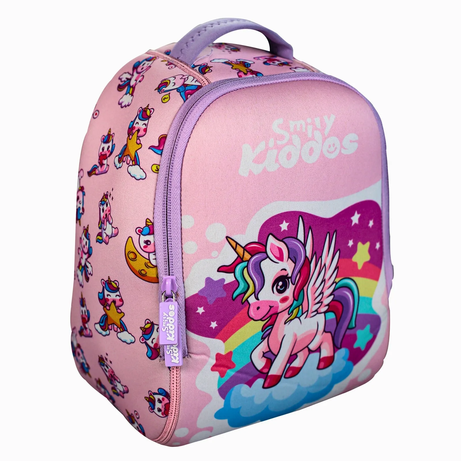 Smily kiddos Adorable Unicorn Theme Neoprene Preschool Backpack (6L) – Pink