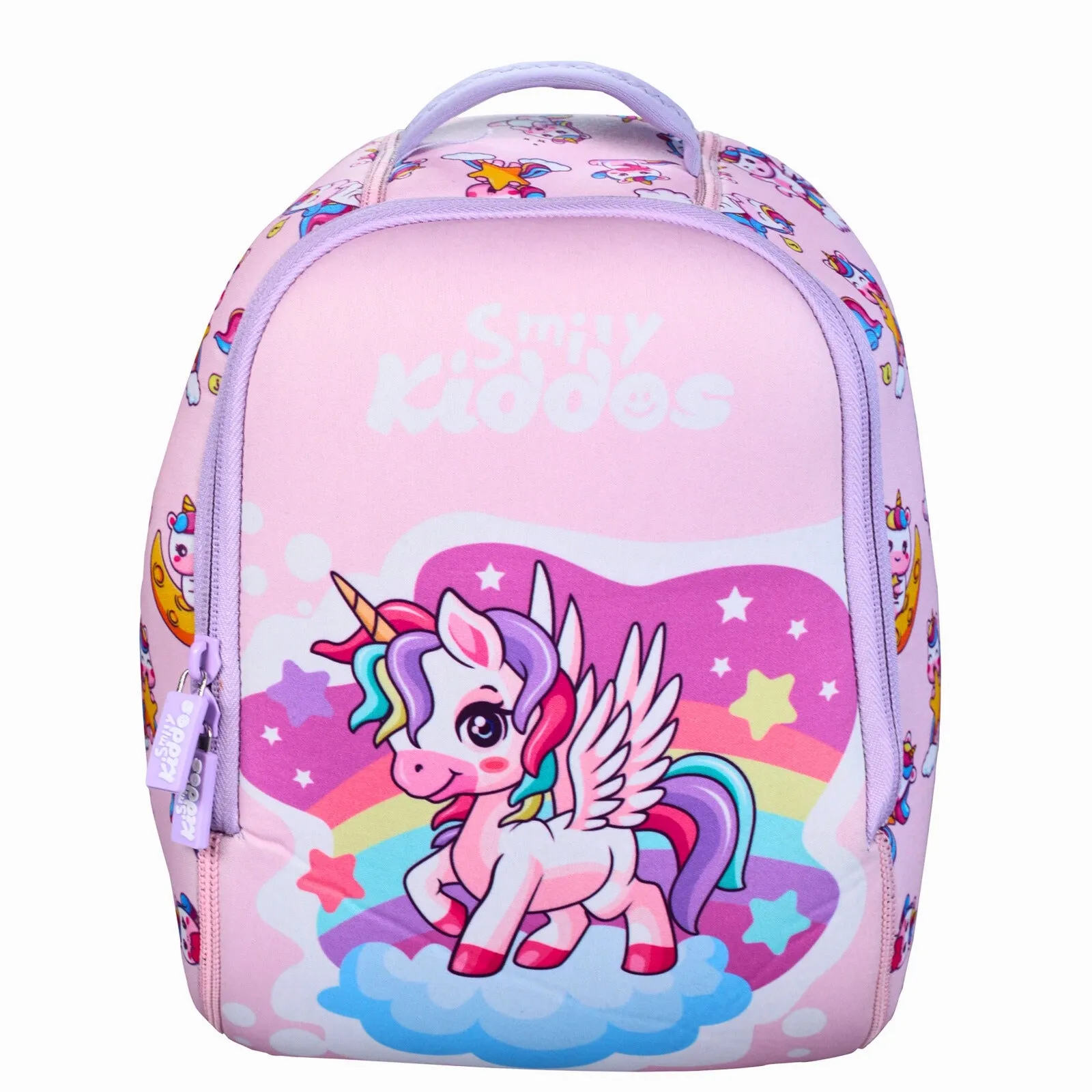 Smily kiddos Adorable Unicorn Theme Neoprene Preschool Backpack (6L) – Pink