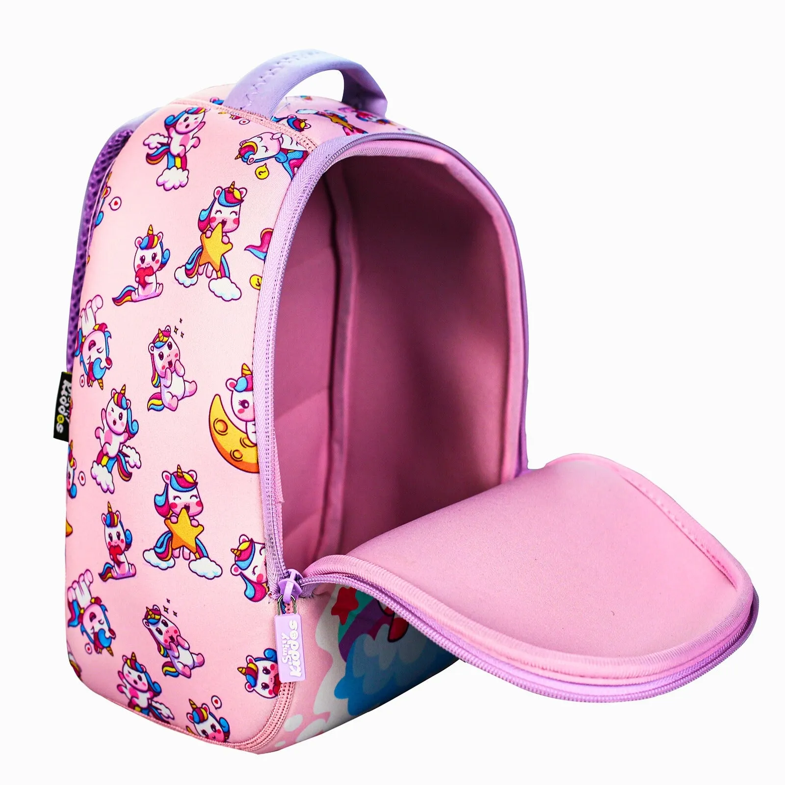 Smily kiddos Adorable Unicorn Theme Neoprene Preschool Backpack (6L) – Pink