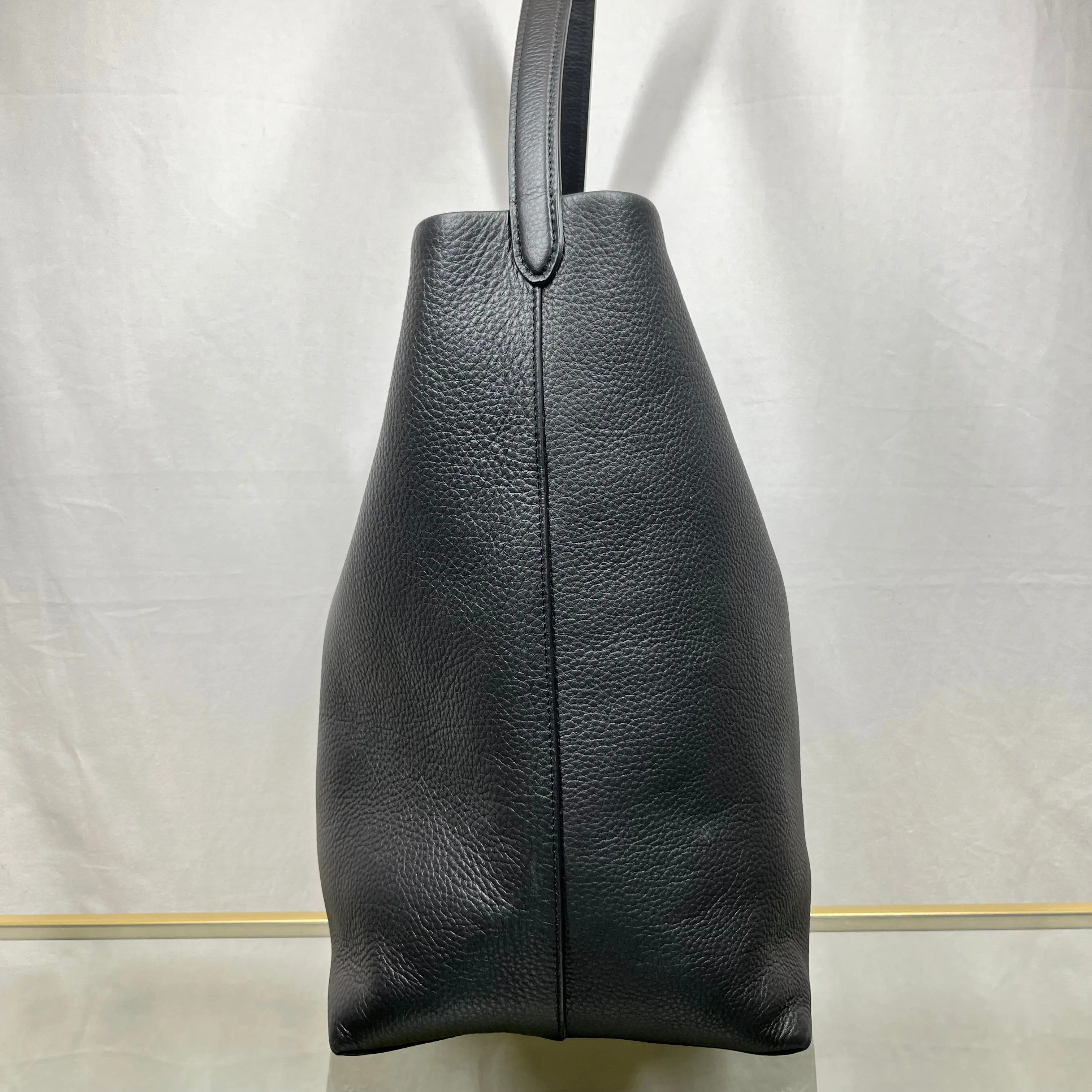 THE ROW North South Park Large Black Grained Calfskin Tote Bag