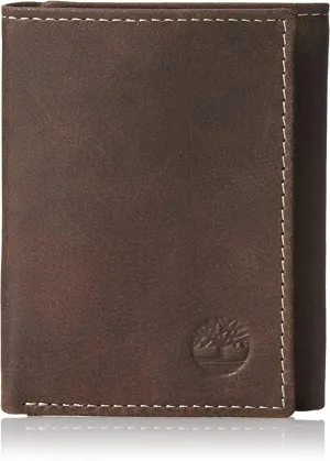 Timberland Mens Leather Trifold Wallet with ID Window