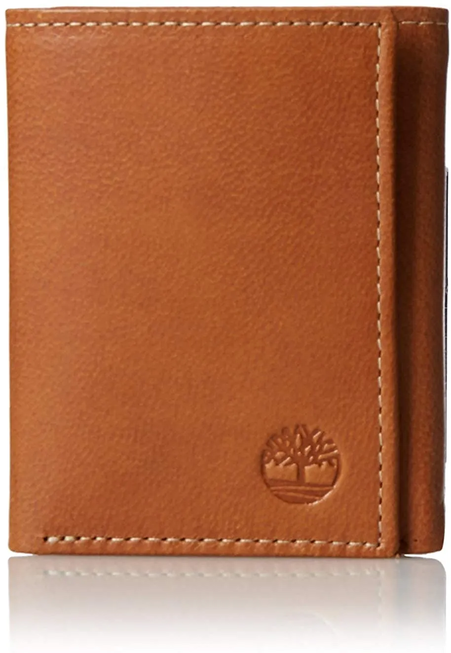 Timberland Mens Leather Trifold Wallet with ID Window