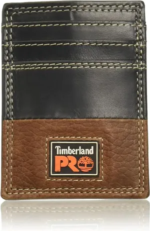 Timberland PRO Men's Leather Front Pocket Wallet with Money Clip Accessory