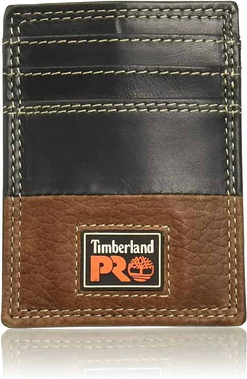 Timberland PRO Men's Leather Front Pocket Wallet with Money Clip Accessory