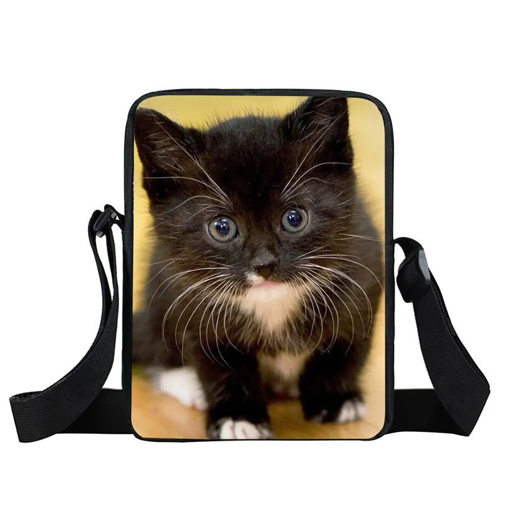 Trendy Dog And Cat Print Mini Messenger Bag With Shoulder Strap