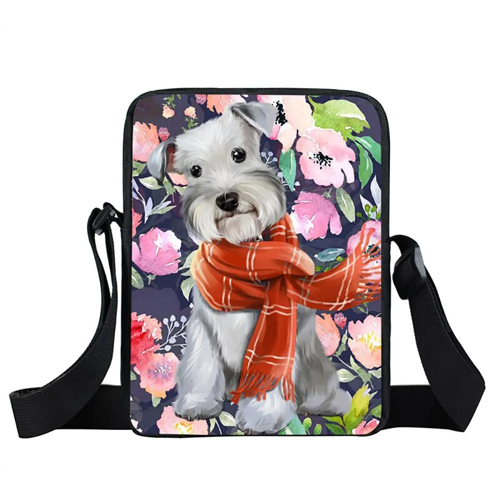 Trendy Dog And Cat Print Mini Messenger Bag With Shoulder Strap