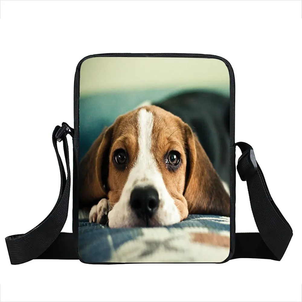 Trendy Dog And Cat Print Mini Messenger Bag With Shoulder Strap