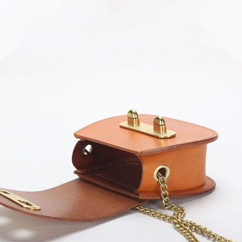 Vegetable Tanned Leather Ladies Crossbody Trendy Commuter Small Square Bags