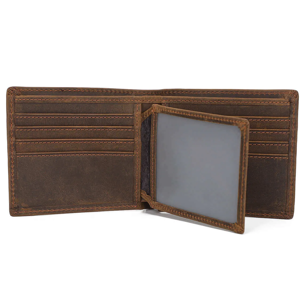 Vintage Crazy Horse Leather Bifold Wallet NZ - Men's Collection