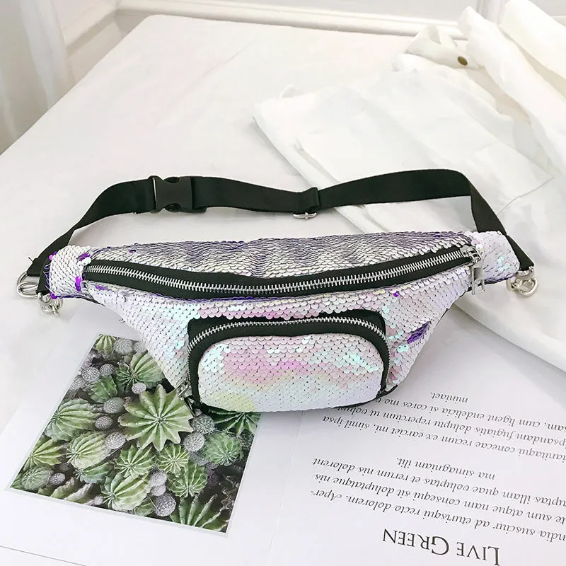 Women's Fashion Laser Starry Sequined Waist Bag