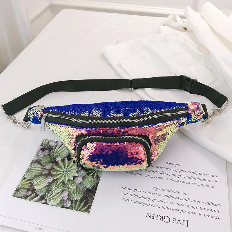 Women's Fashion Laser Starry Sequined Waist Bag