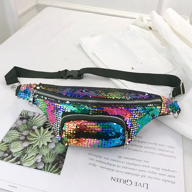 Women's Fashion Laser Starry Sequined Waist Bag