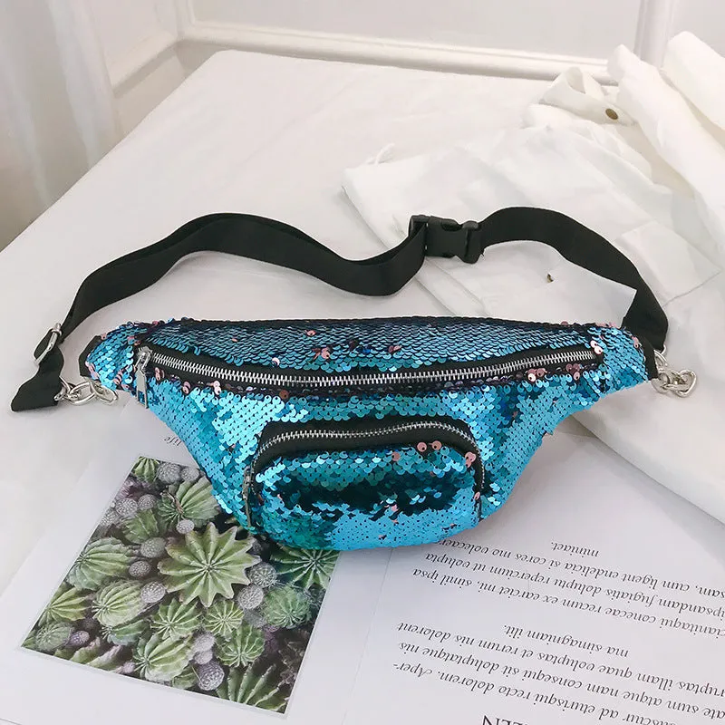 Women's Fashion Laser Starry Sequined Waist Bag